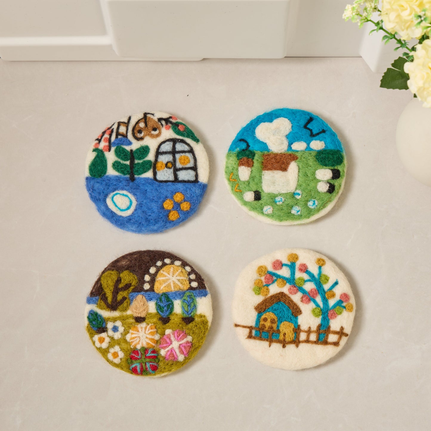 Wool Felt Coffee Cup Mug Table Mat Coasters