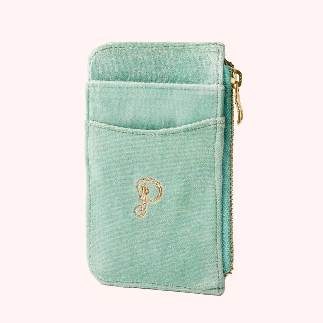 Powder Design inc - US - Velvet Card Holder - Sparkling Seahorse - Aqua