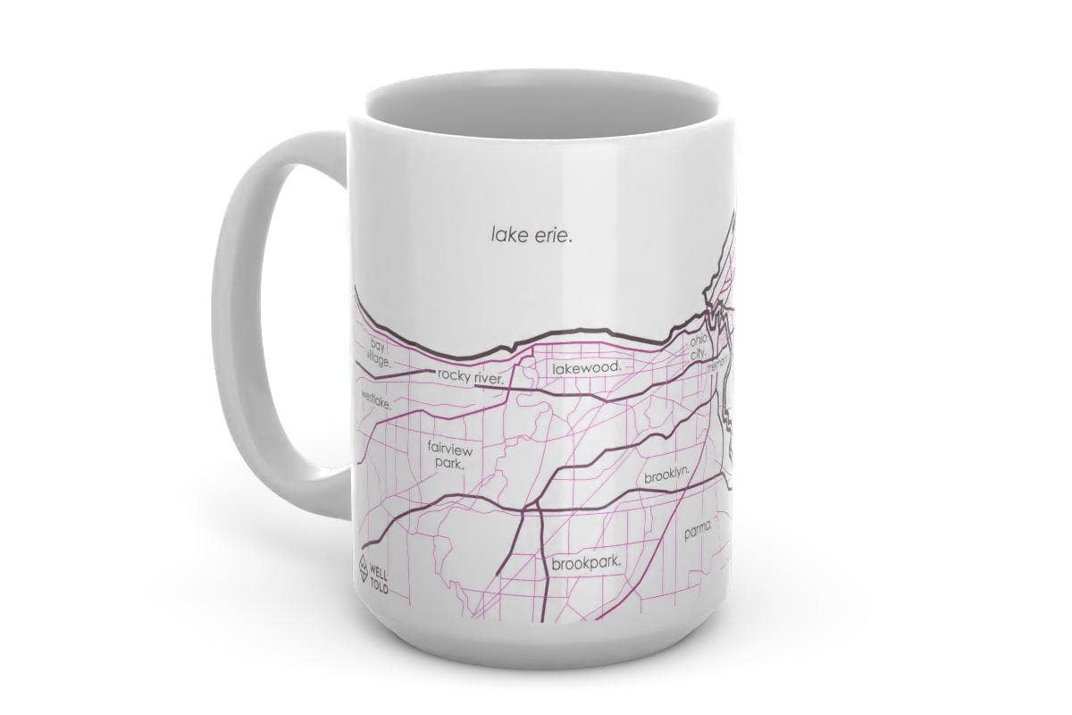 Cleveland OH Map 15 oz Ceramic Mug: Teal