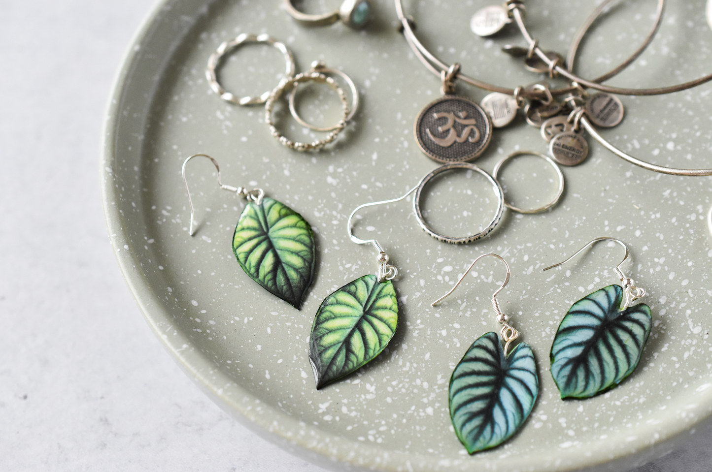 Alocasia Silver Dragon Plant Earrings
