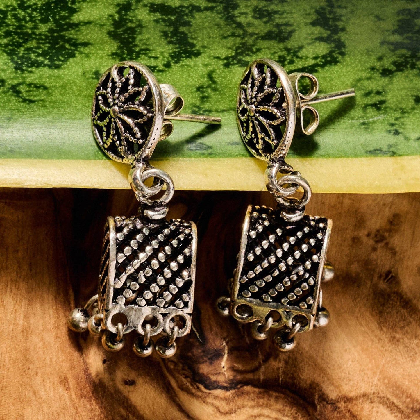 Ten Thousand Villages - Dohara Silvertone Jhumka Drop Earrings