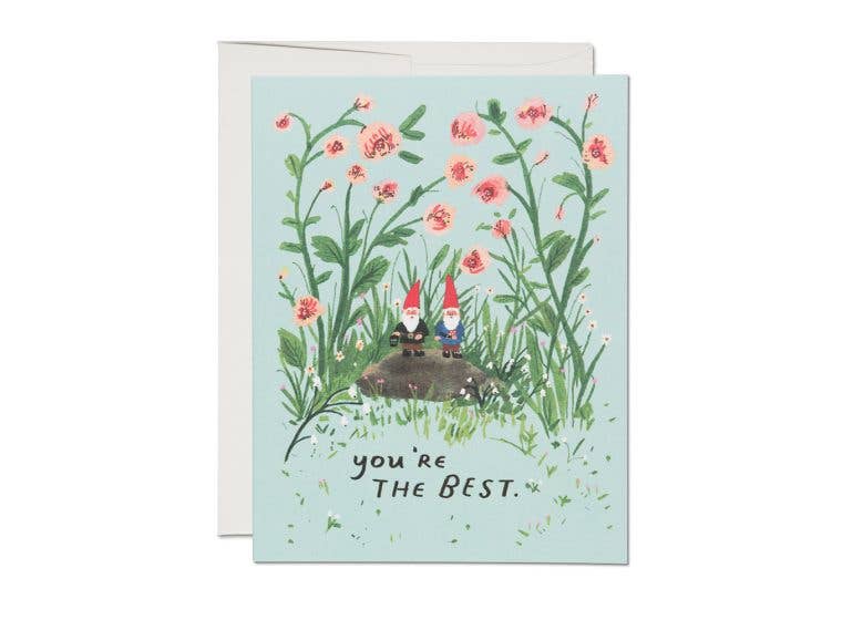 Red Cap Cards - Garden Gnomes friendship greeting card