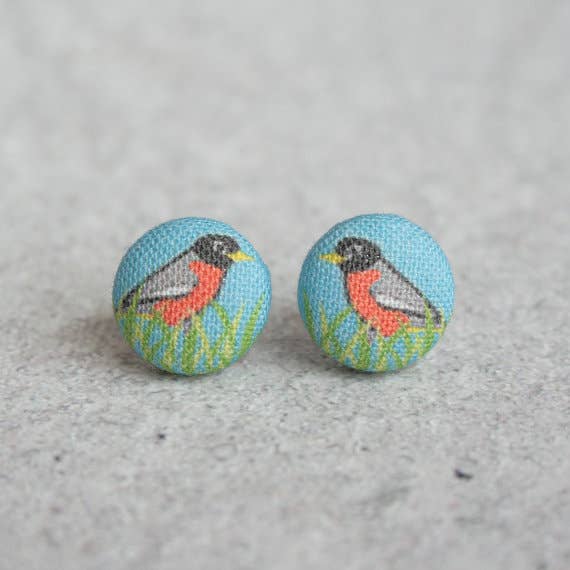 Rachel O's - Robin Fabric Button Earrings