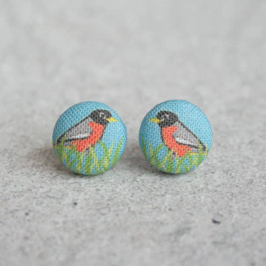 Rachel O's - Robin Fabric Button Earrings