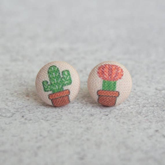 Rachel O's - Cactus Fabric Button Earrings