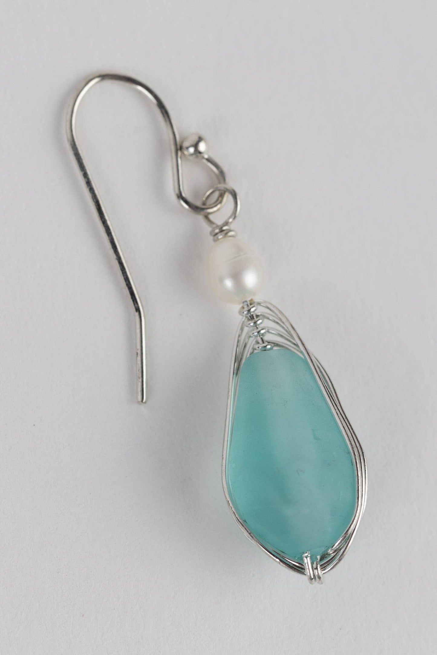 Ten Thousand Villages - Aqua Pearl Silver Drop Earrings