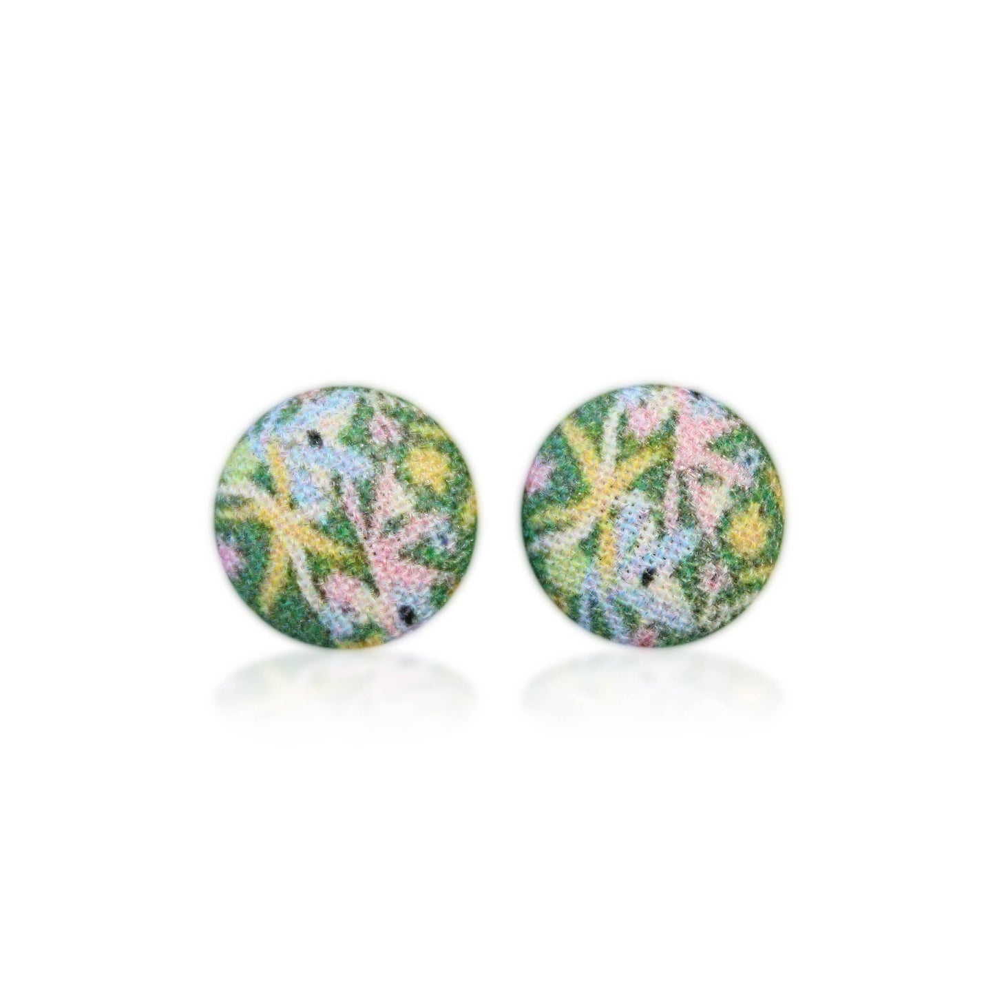 Rachel O's - Prairie Calico Fabric Button Earrings
