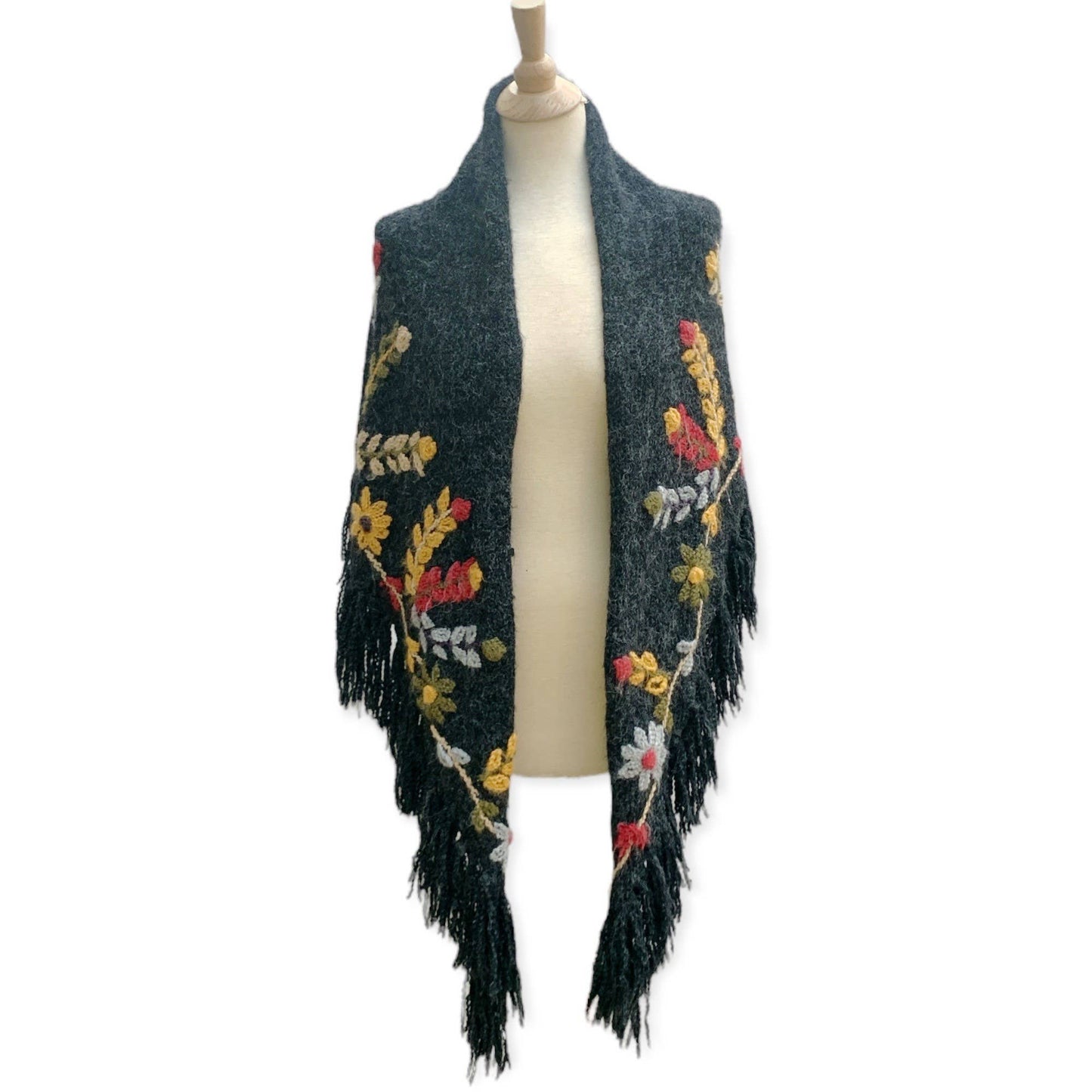 Peruvian Trading Company - Embroidered Flower Vine Shawl-SA64