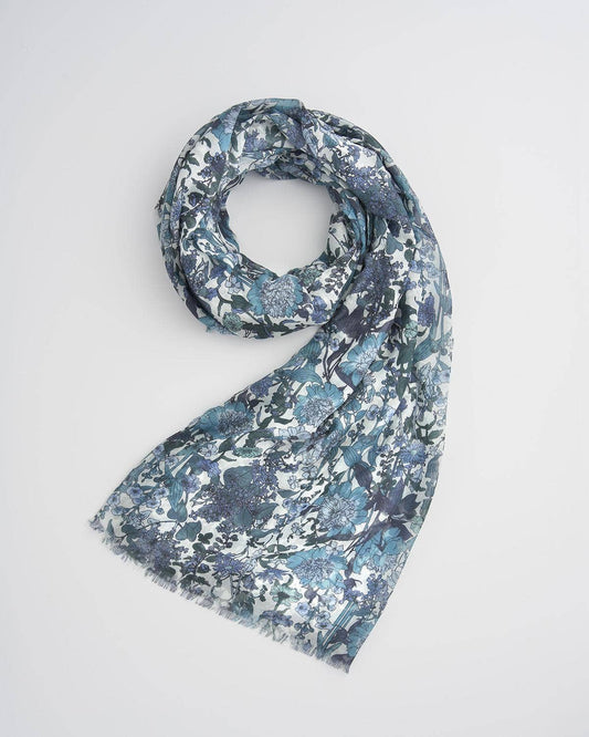 Fable England - FABLE Deco Blooms Blue Lightweight Scarf