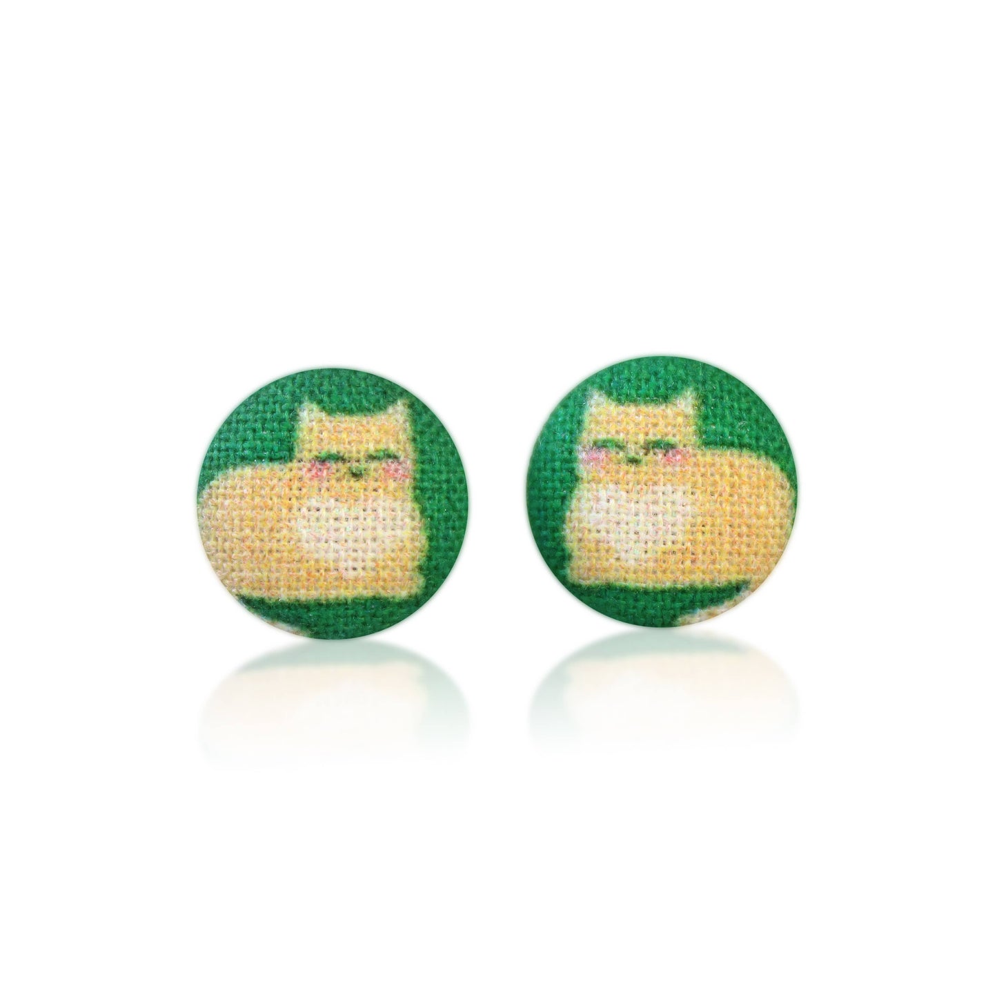 Rachel O's - Loaf Cat Fabric Button Earrings
