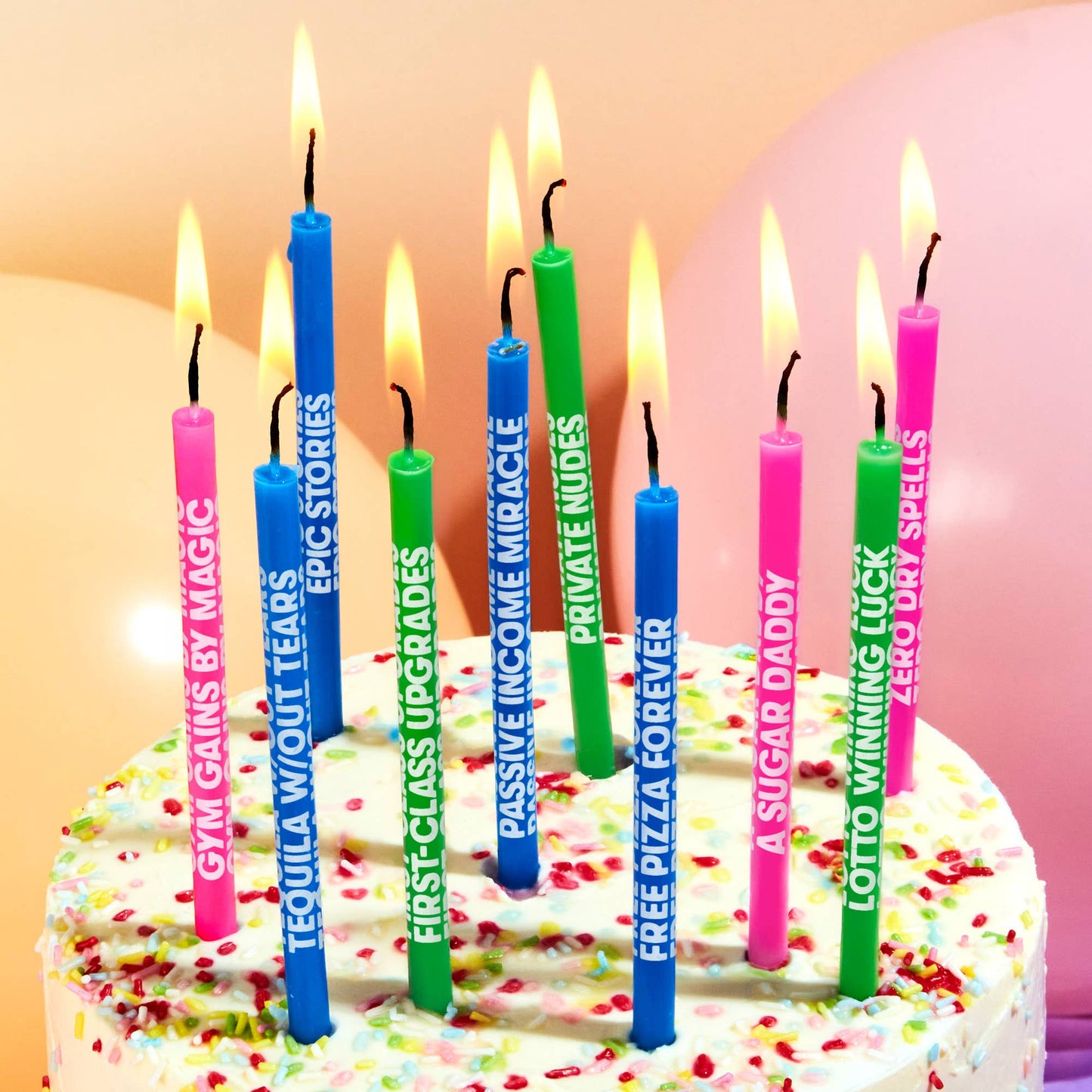 54 Celsius - Wishing You: Cheeky Edition - Long Birthday Candles, 10 Pack