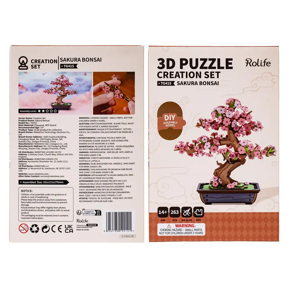 Robotime - TG415 Sakura Bonsai Rolife DIY Puzzles 3D Wooden Crafts