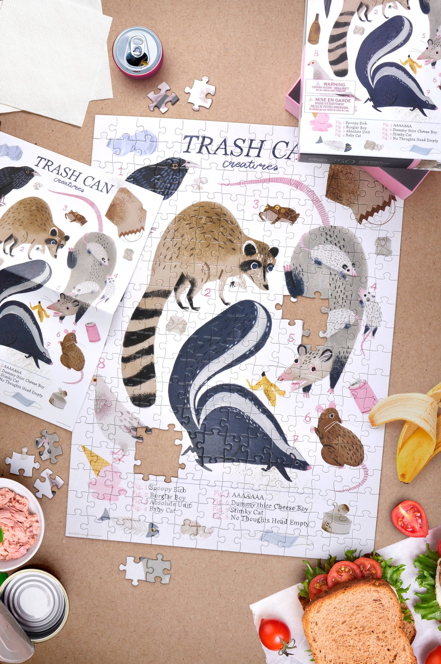 Fred & Friends - Puzzle 250 PC- Riley Samels- Trash Can Creatures