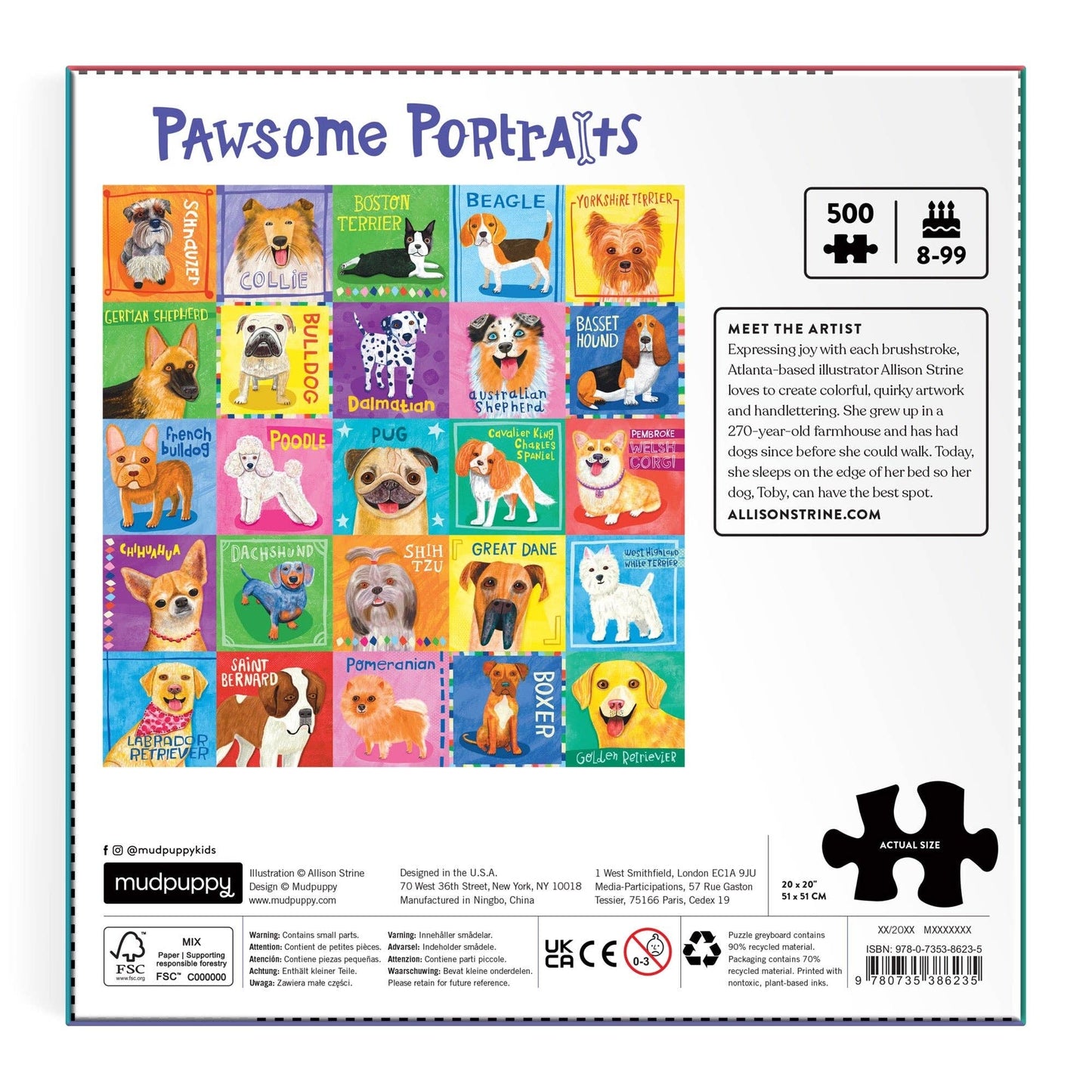 Chronicle Books - Pawsome Portraits 500 Piece Family Puzzle