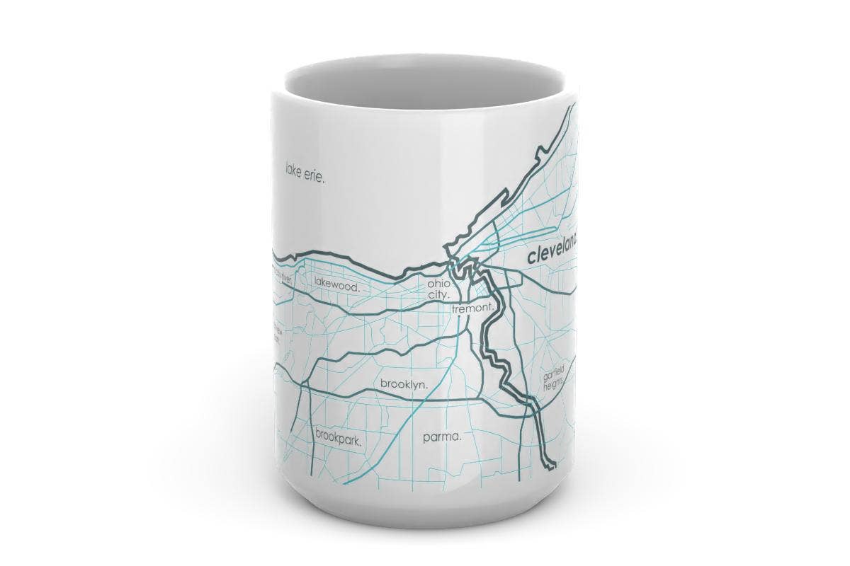 Cleveland OH Map 15 oz Ceramic Mug: Teal