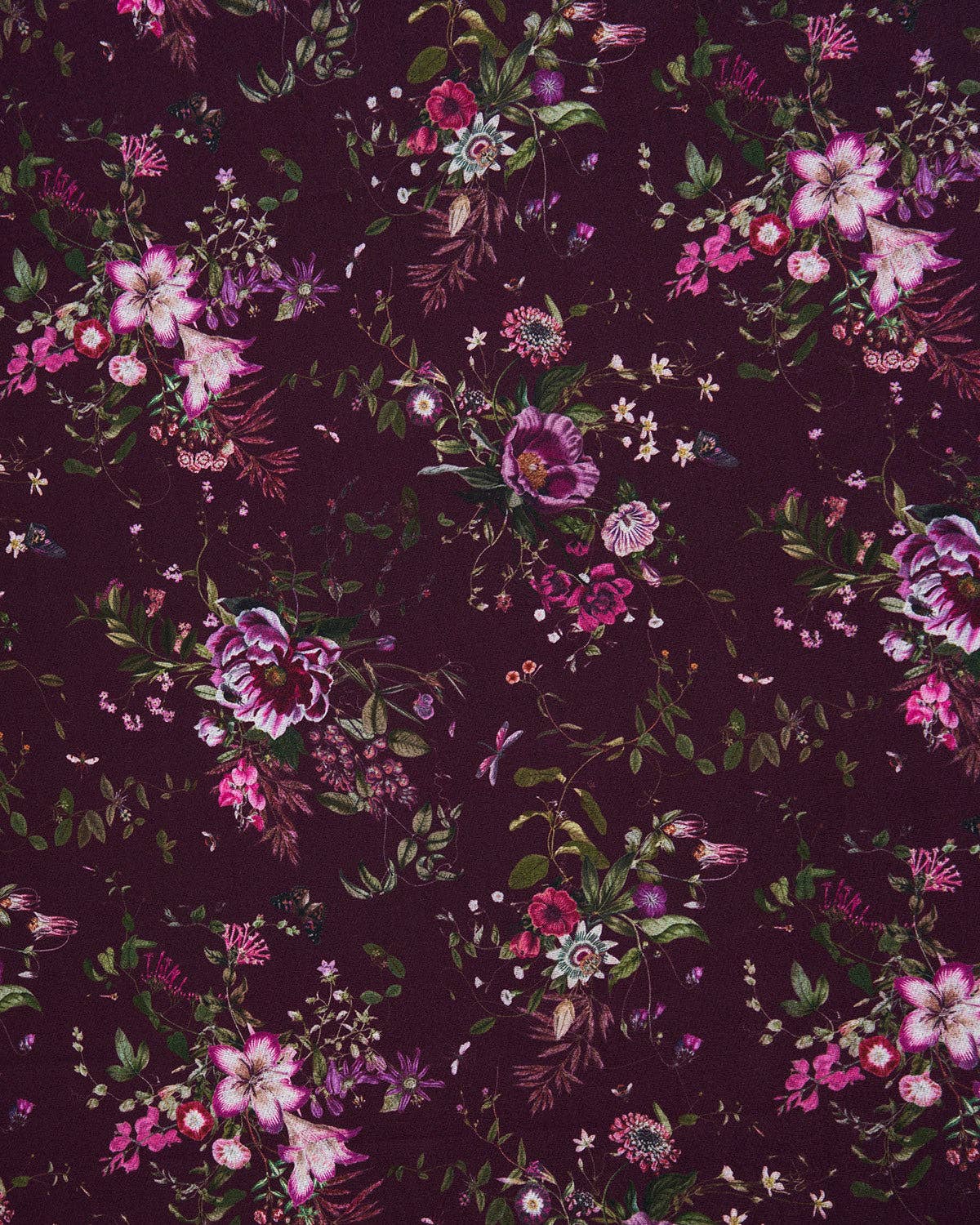 Fable England - Eve Floral Long Fringed Scarf in Burgundy