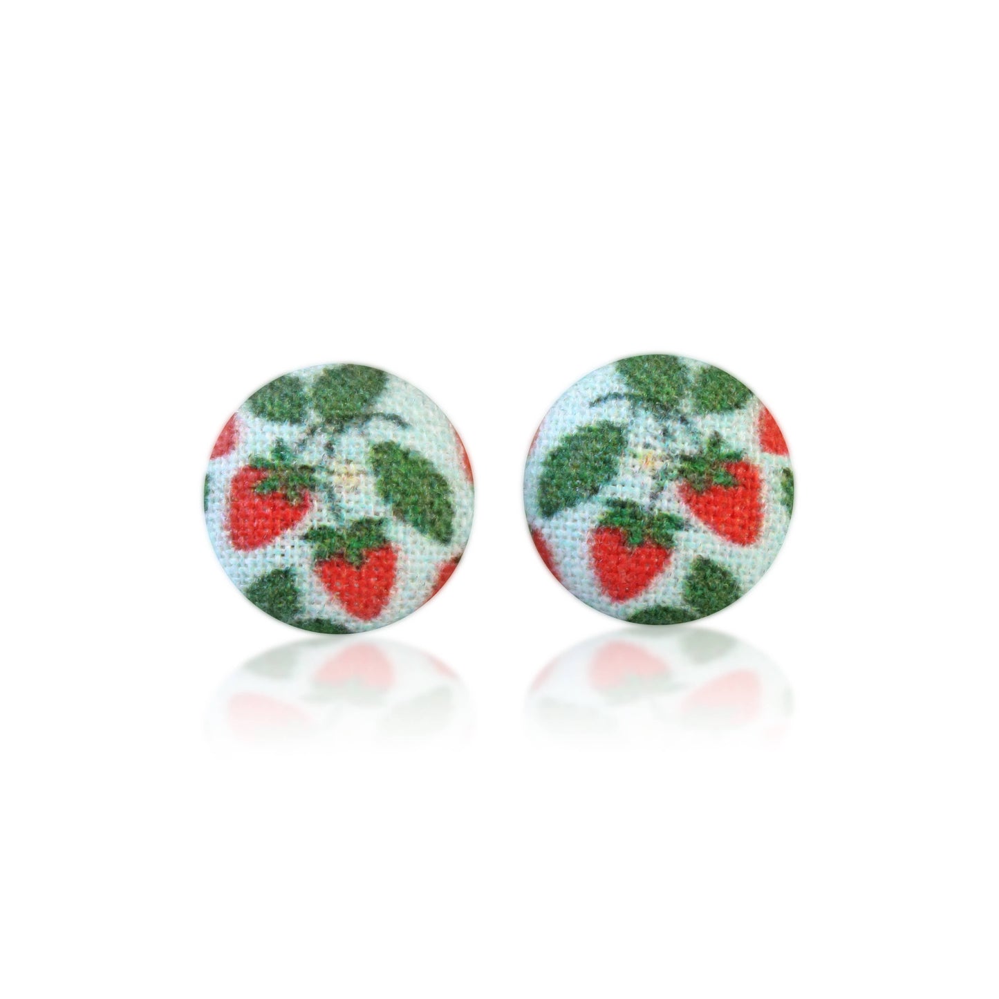 Rachel O's - Strawberry Patch Fabric Button Earrings