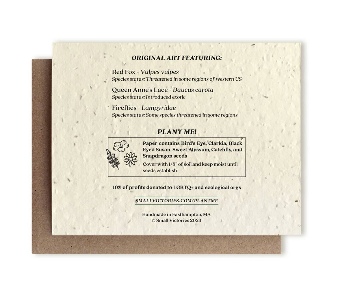 Small Victories - Thinking of You Fox Plantable Wildflower Seed Card