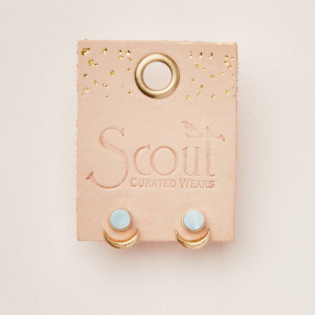 Scout Curated Wears - Stone Moon Phase Ear Jacket - Amazonite/Gold