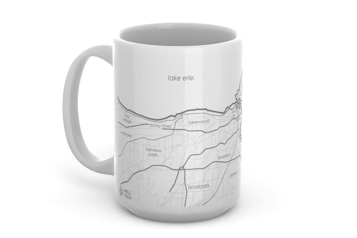 Cleveland OH Map 15 oz Ceramic Mug: Teal