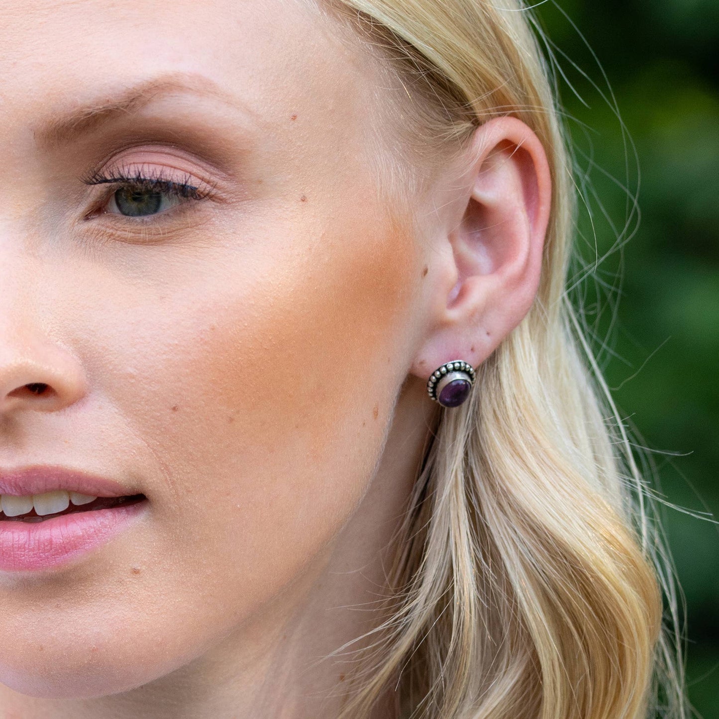 Anju Jewelry - Kashi Semiprecious Stone Post Earrings - Amethyst