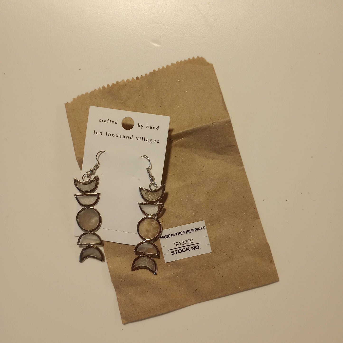 Ten Thousand Villages - Moon Phases Capiz Earrings