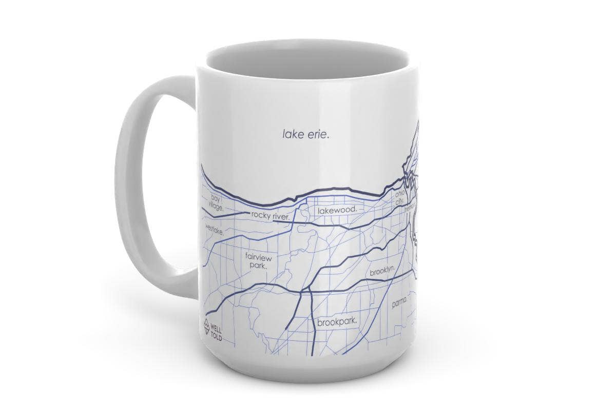 Cleveland OH Map 15 oz Ceramic Mug: Teal