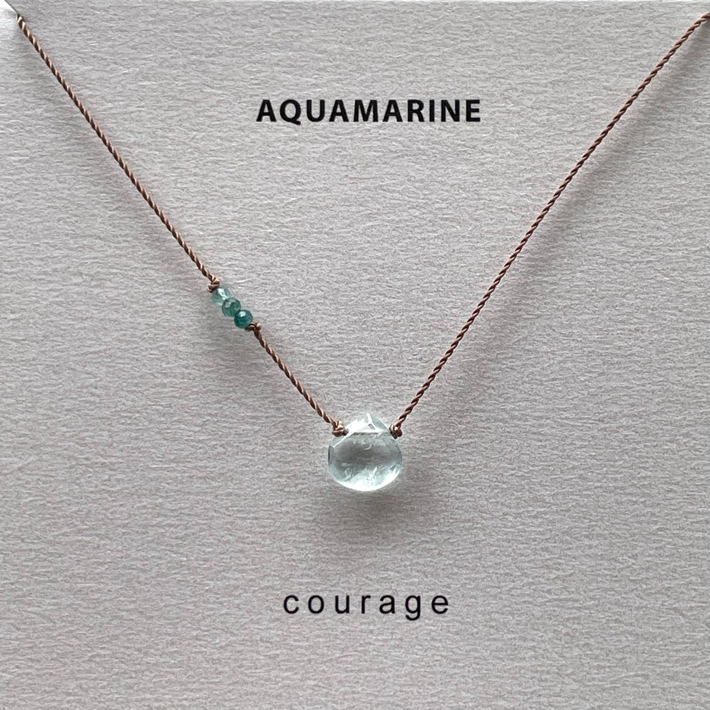 Soulsilk - Aquamarine with Emerald Necklace- Courage