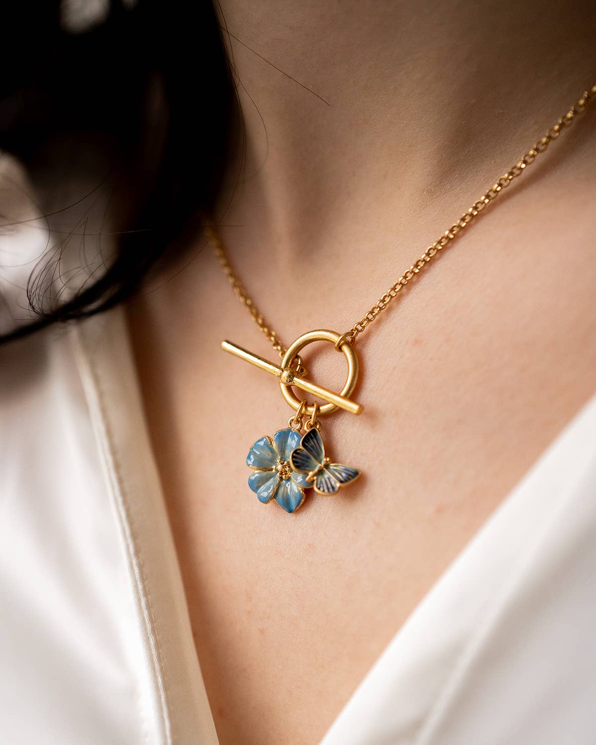 Fable England - FABLE Forget Me Not Charm Toggle Necklace