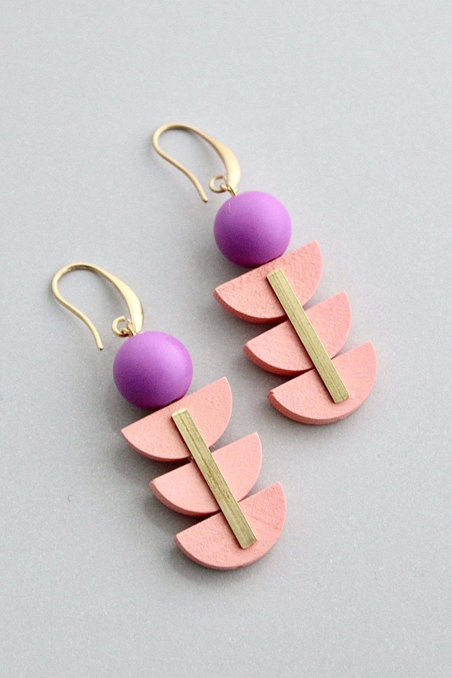 David Aubrey Jewelry - GNDE60 pink and purple geometric earrings