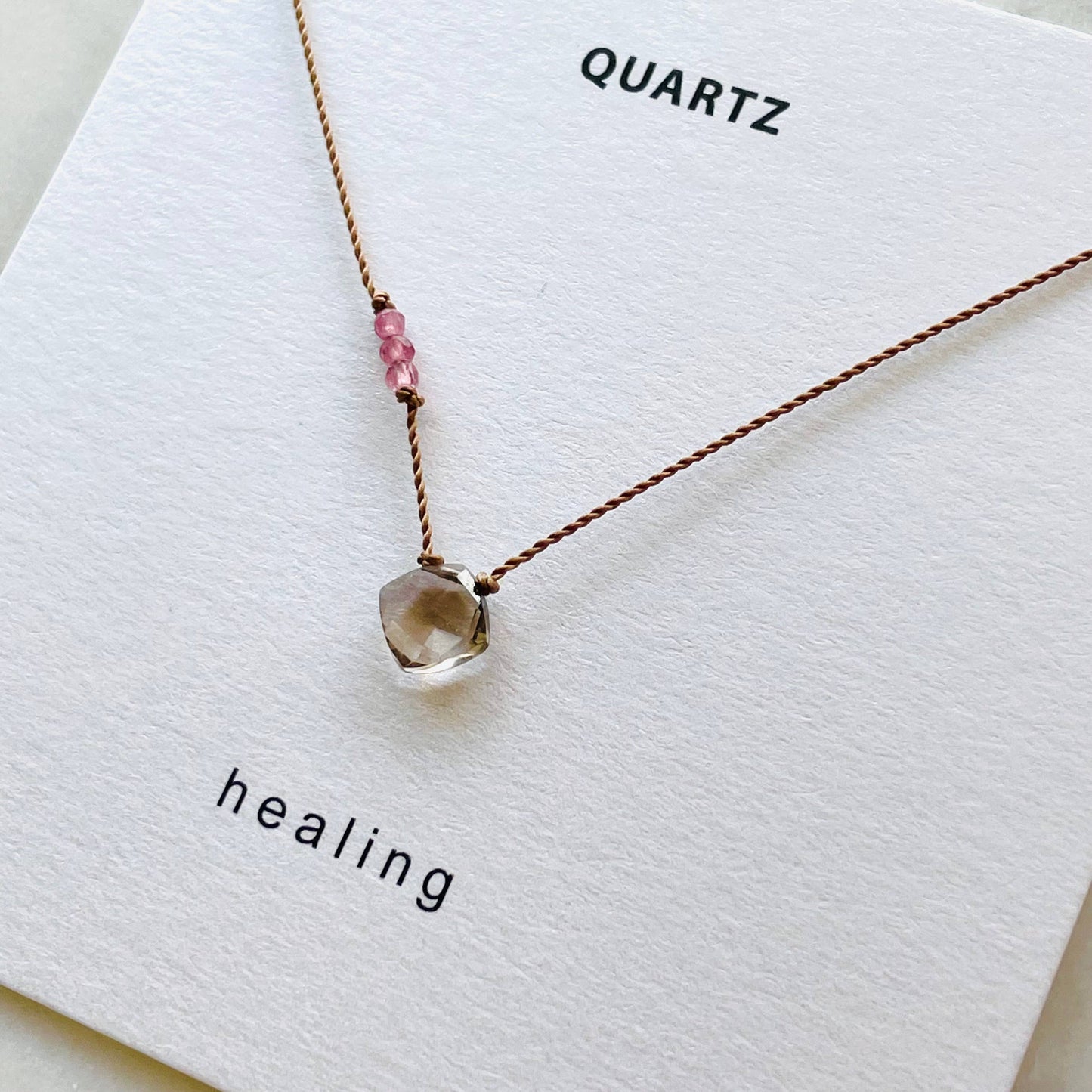 Soulsilk - Smokey Quartz with Pink Tourmaline Necklace - Healing