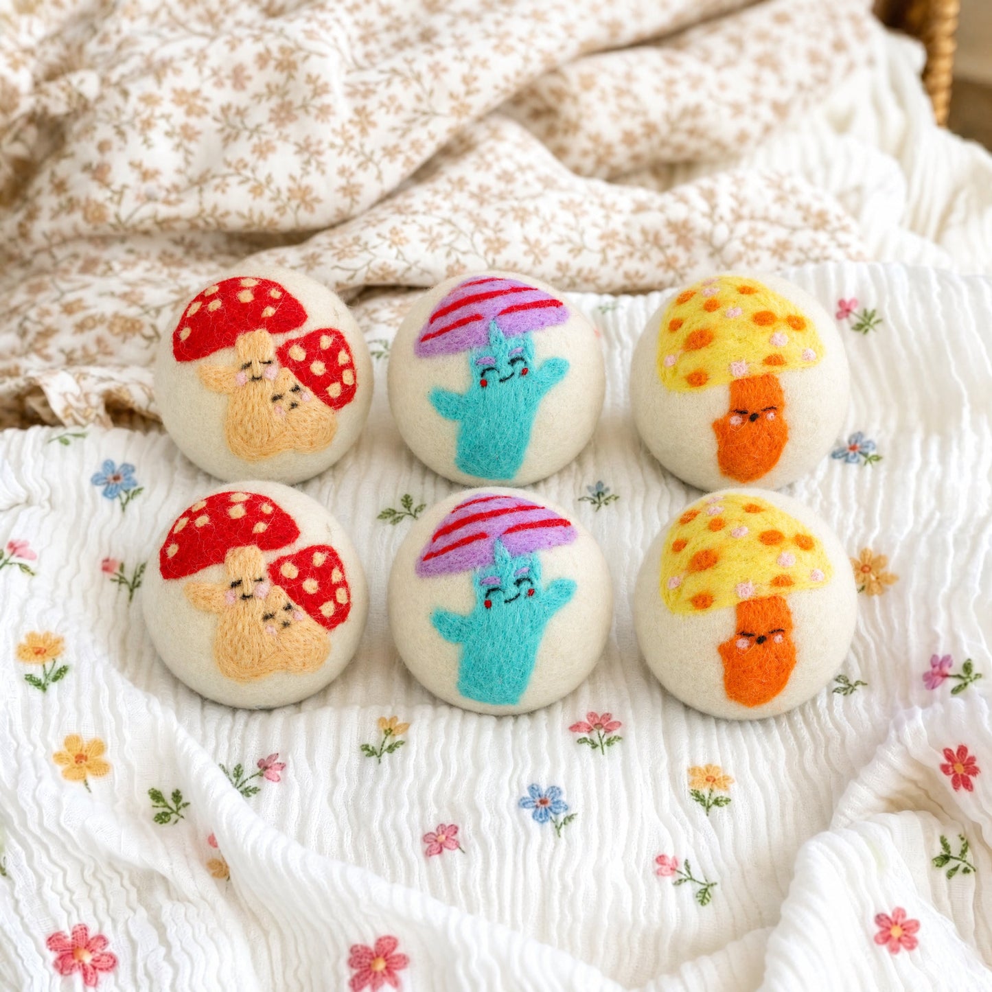 Mushroom Eco Wool Laundry Dryer Balls – Set of 3
