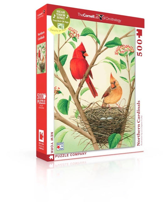 New York Puzzle Company - Northern Cardinals - 500 Piece Jigsaw Puzzle