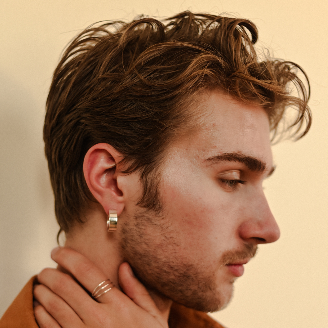 Fair Anita - Gibbous Moon Wide Silver Hoops