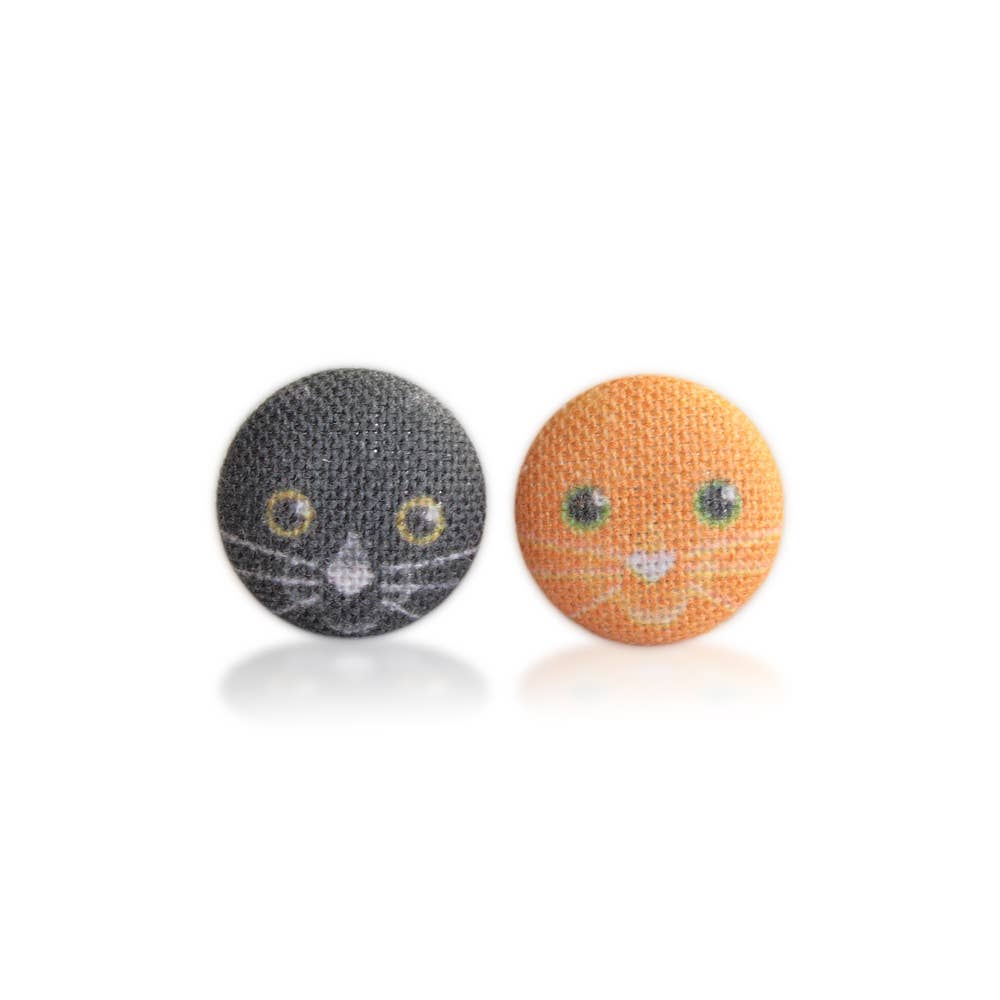 Rachel O's - Halloween Kitties Fabric Button Earrings
