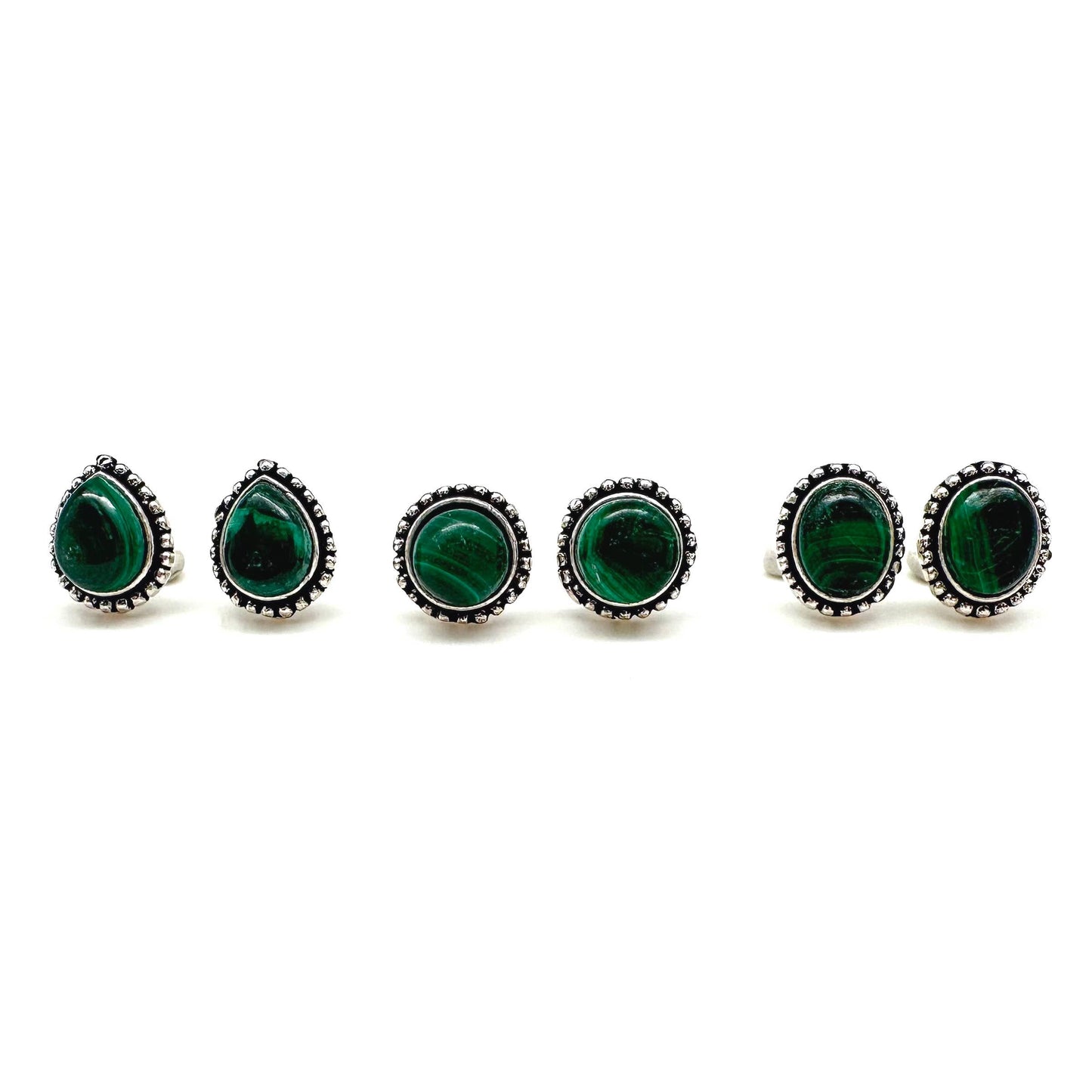 Anju Jewelry - Kashi Semiprecious Stone Post Earrings - Malachite