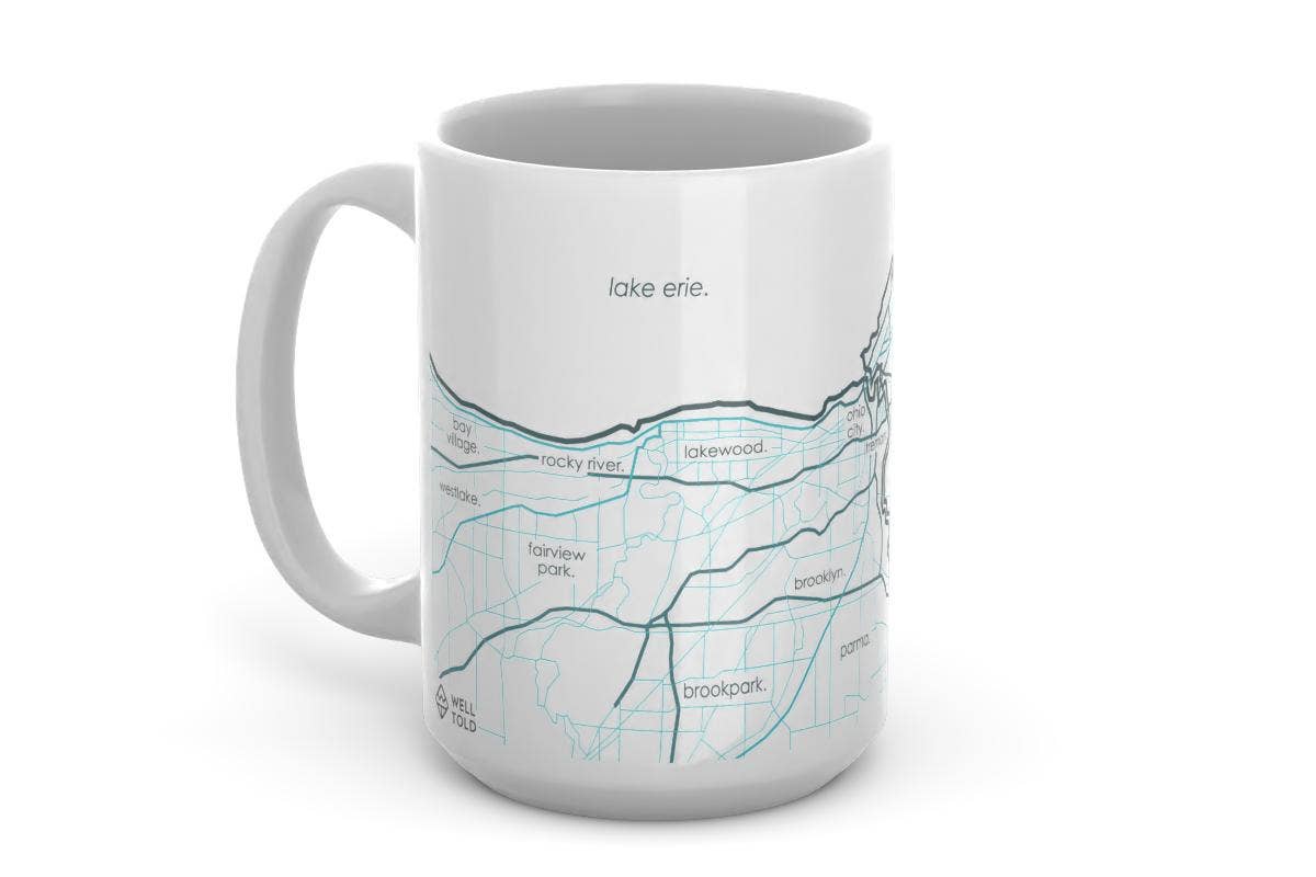 Cleveland OH Map 15 oz Ceramic Mug: Teal