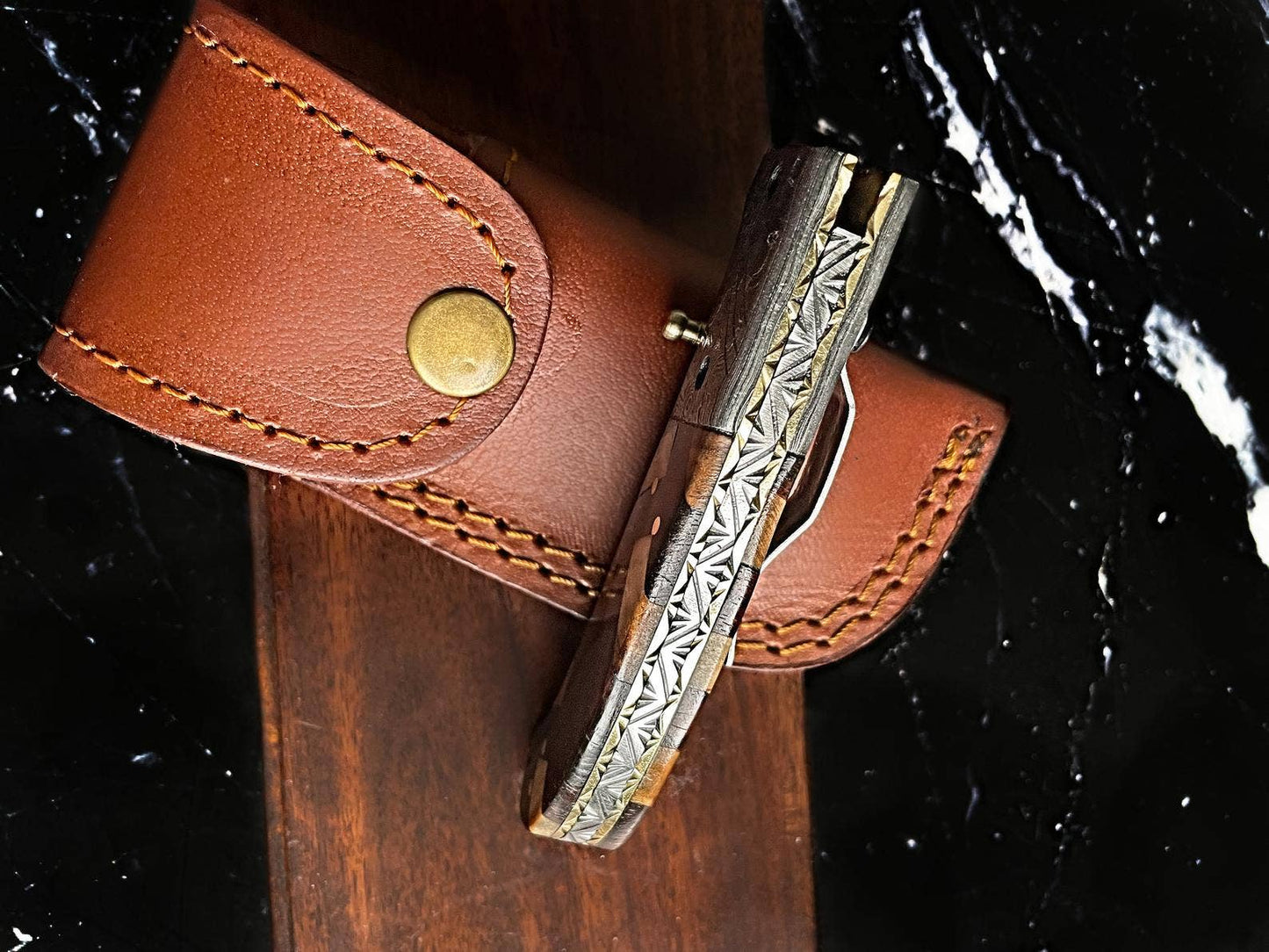 Titan International - Titan classico - Raindrop Damascus Pocket Utility Knife TF-001Y