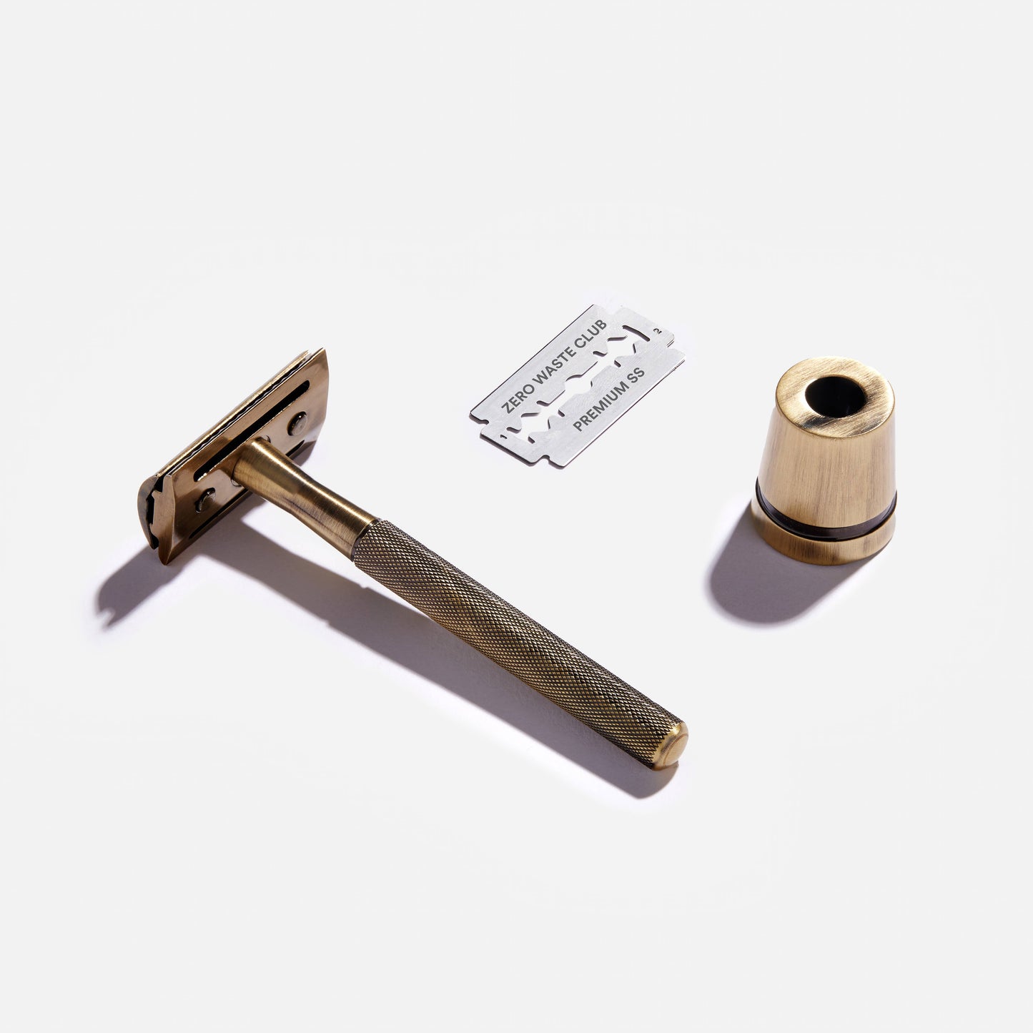 Reusable Safety Razor with Stand - 10 Blades Included: Matte Grey