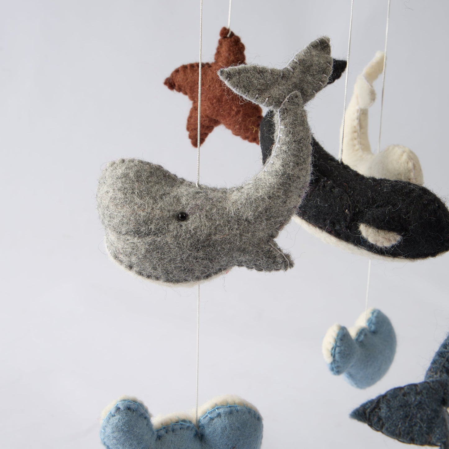 Animal Wool Felt Baby Mobile For Crib Children's & Nursery Room - Whale