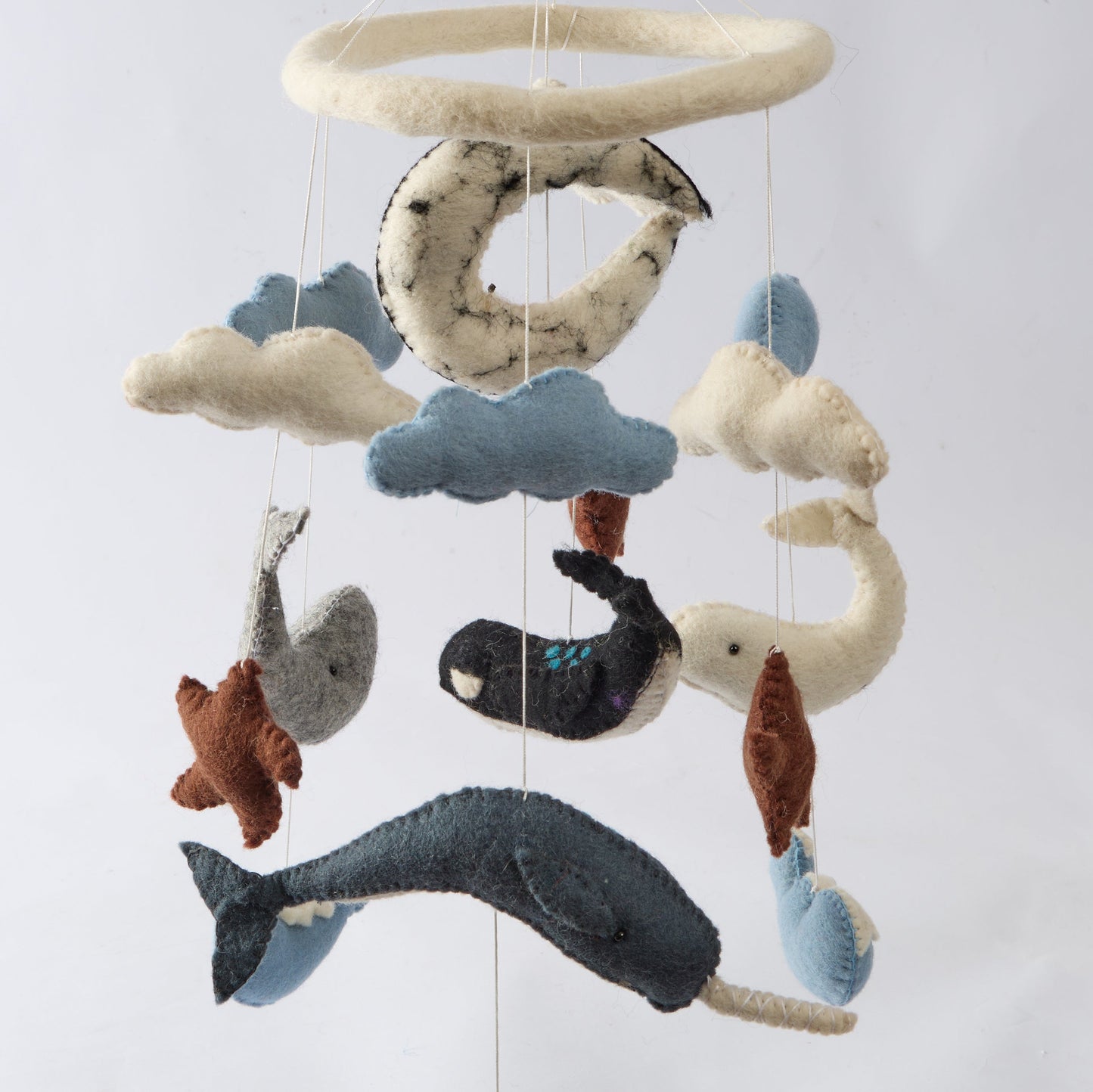 Animal Wool Felt Baby Mobile For Crib Children's & Nursery Room - Whale