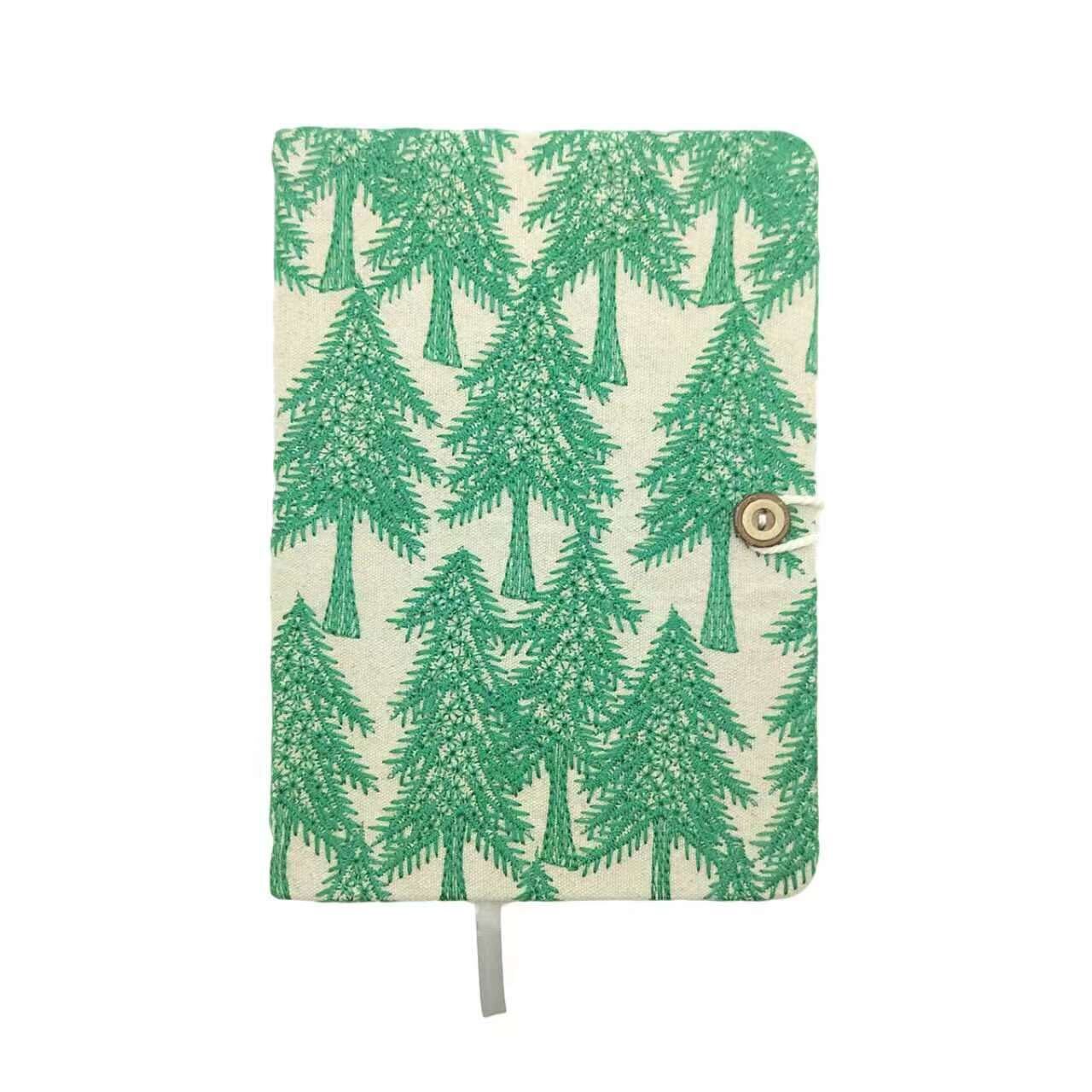 Forest Pattern Fabric Journal – Lined Notebook with Button Closure