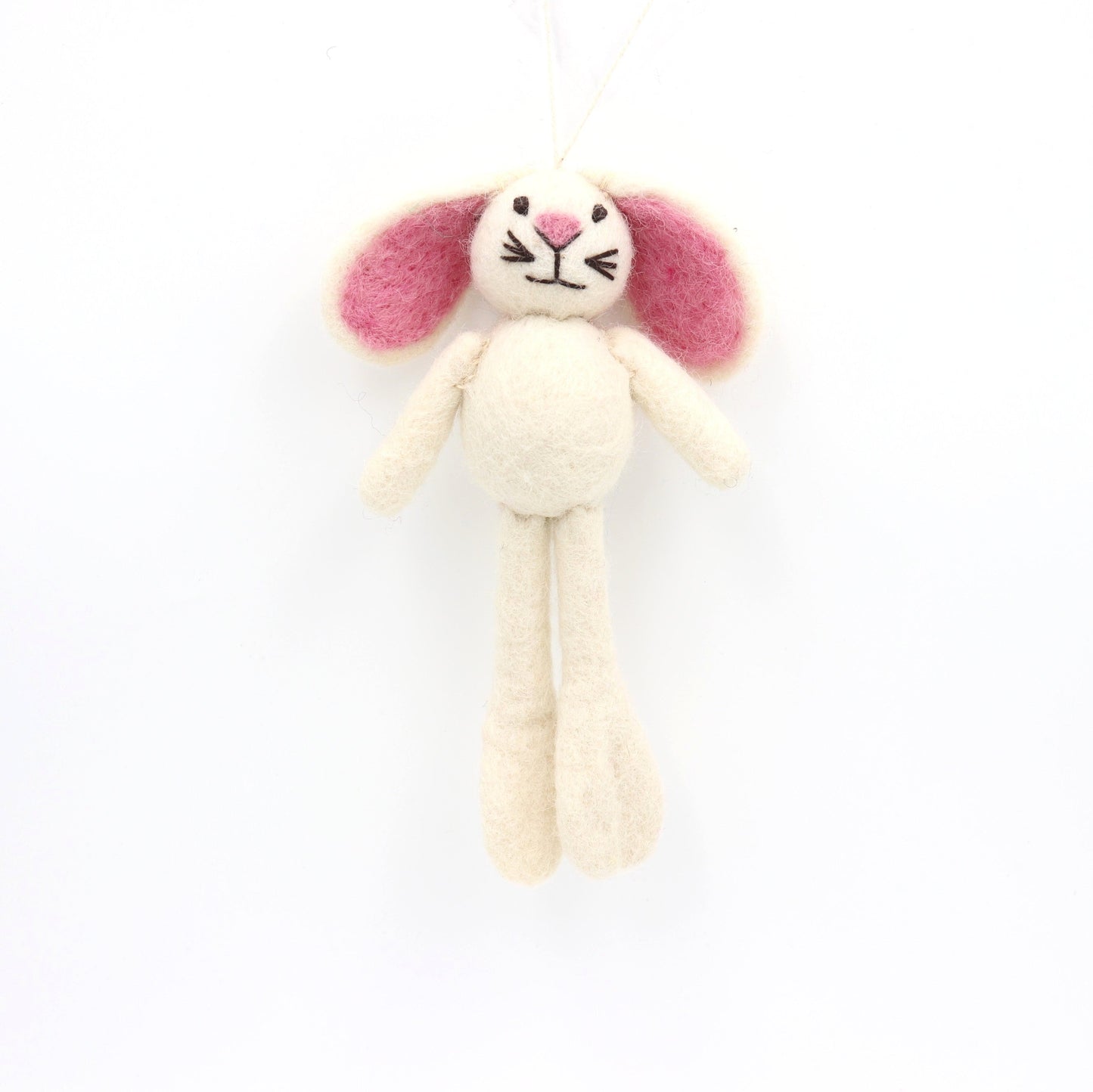 Handmade Wool Felt Bunny Ornament – Cute Easter or Christmas Decoration