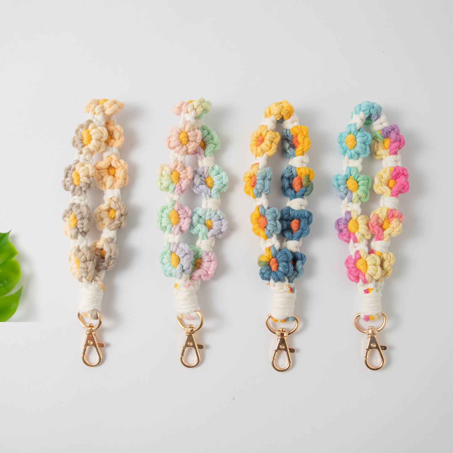 Handwoven Daisy Flower Style Keychain & Keyring