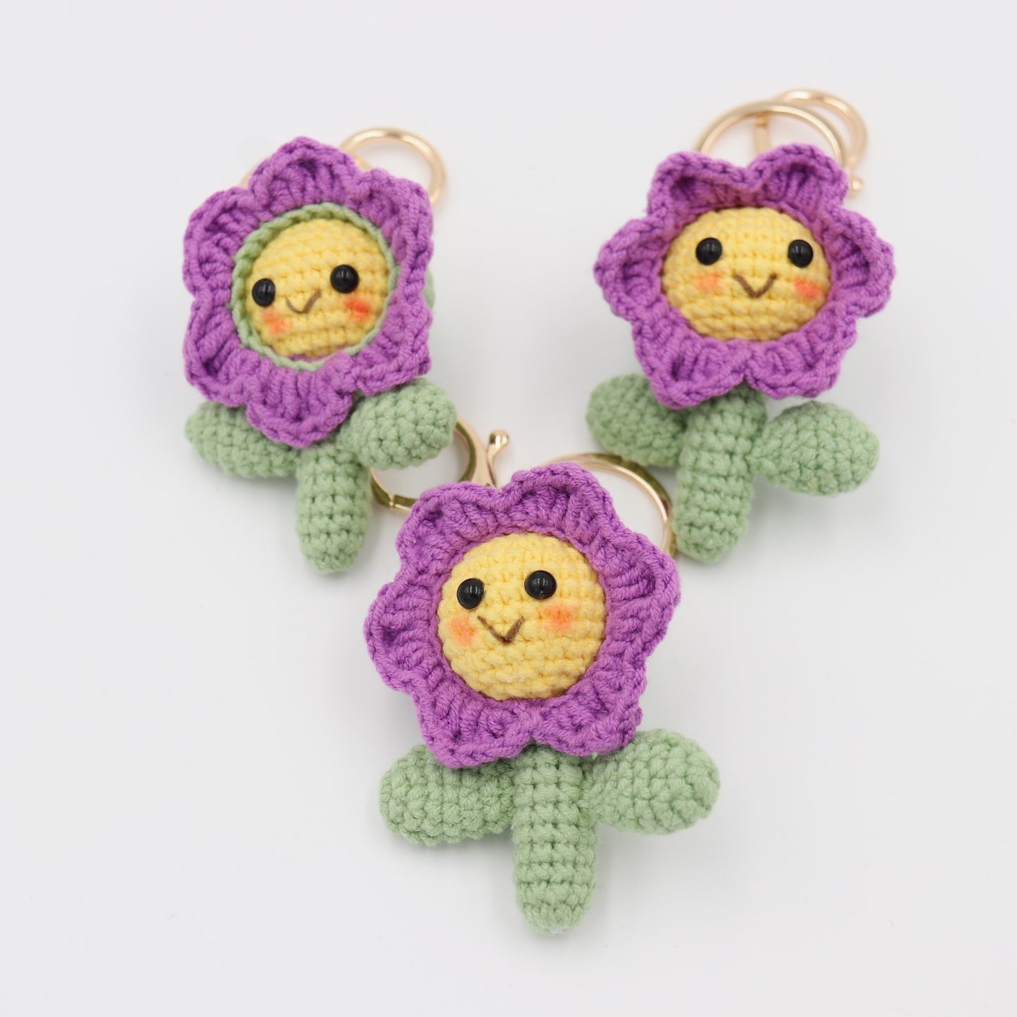 Seeking Sunshine: This Hand-Knitted Purple Flower Pal Keychain will brighten your day