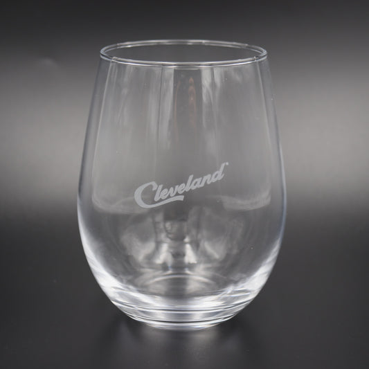 Cleveland City Logo Stemless Wine Glass