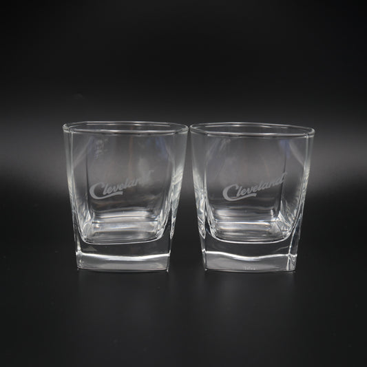 Cleveland City Logo Square Whiskey Glass
