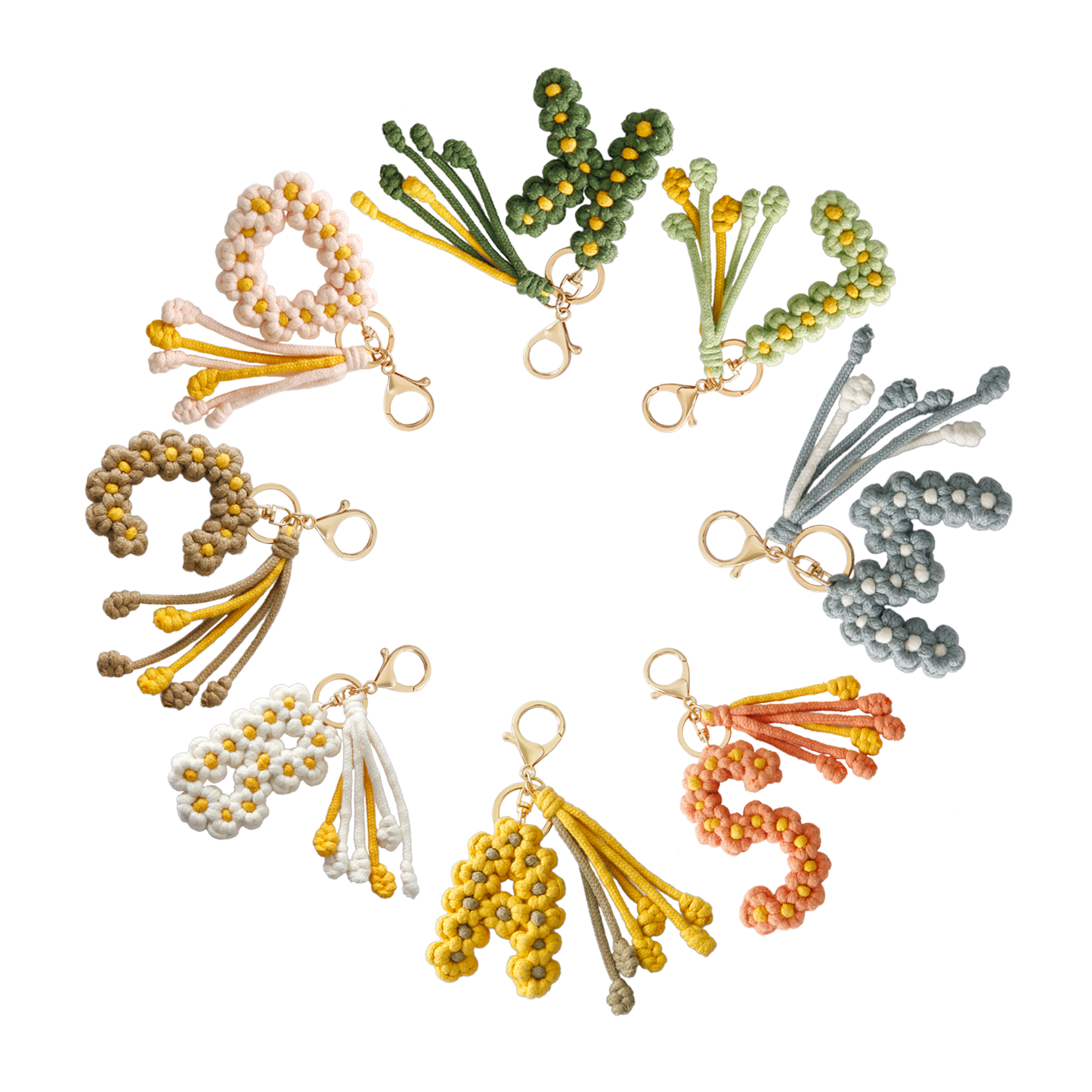 Alphabet Initial Letter Macrame Keychain
