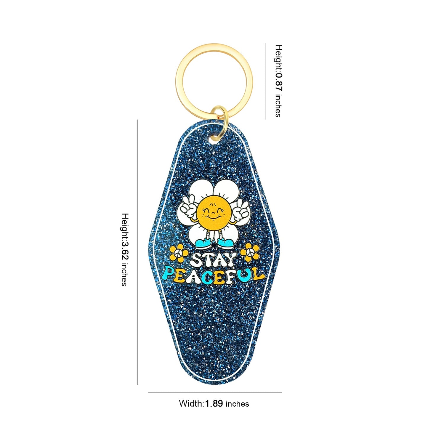 Stay Peaceful Motel Keychain - Vintage Nostalgia Motivational Hotel Keychain