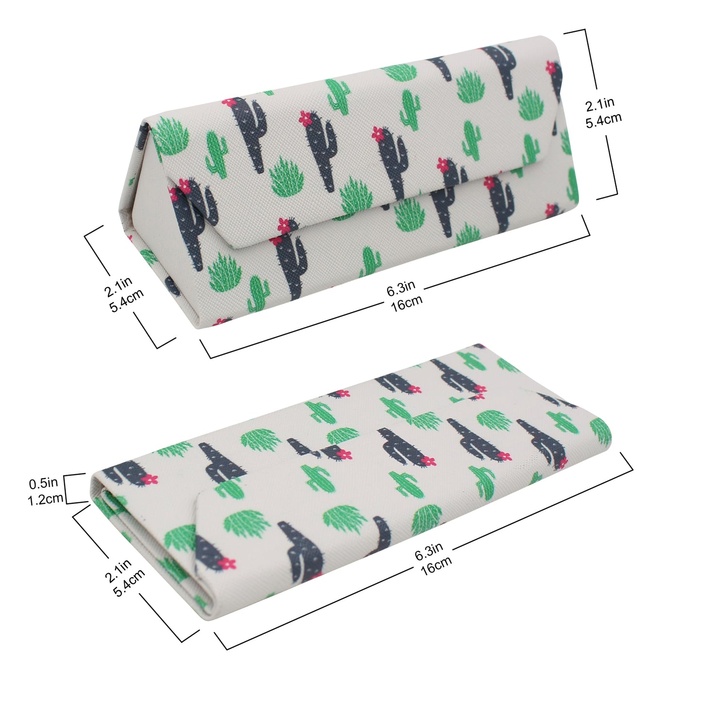 Cactus Print Small Glasses Case – Succulent – Vegan Leather